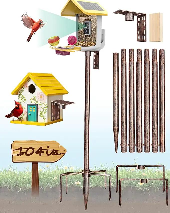 Bird Feeder Pole – 104 Inch Height Bird House Pole with 1-Inch Dia Heavy Duty for Birdfeeders, Feeding Stand with Mount Kit for Outdoor, Slip-Fit Connection, Copper Brushed by GreenHaven Gardens