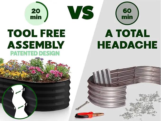 Galvanized Raised Garden Beds Outdoor // 6×3×1 ft (2-Pack) Planter Raised Beds for Gardening, Vegetables, Flowers // Large Metal Garden Box // Patented Tool-Free Design (Black) by GreenHaven Gardens