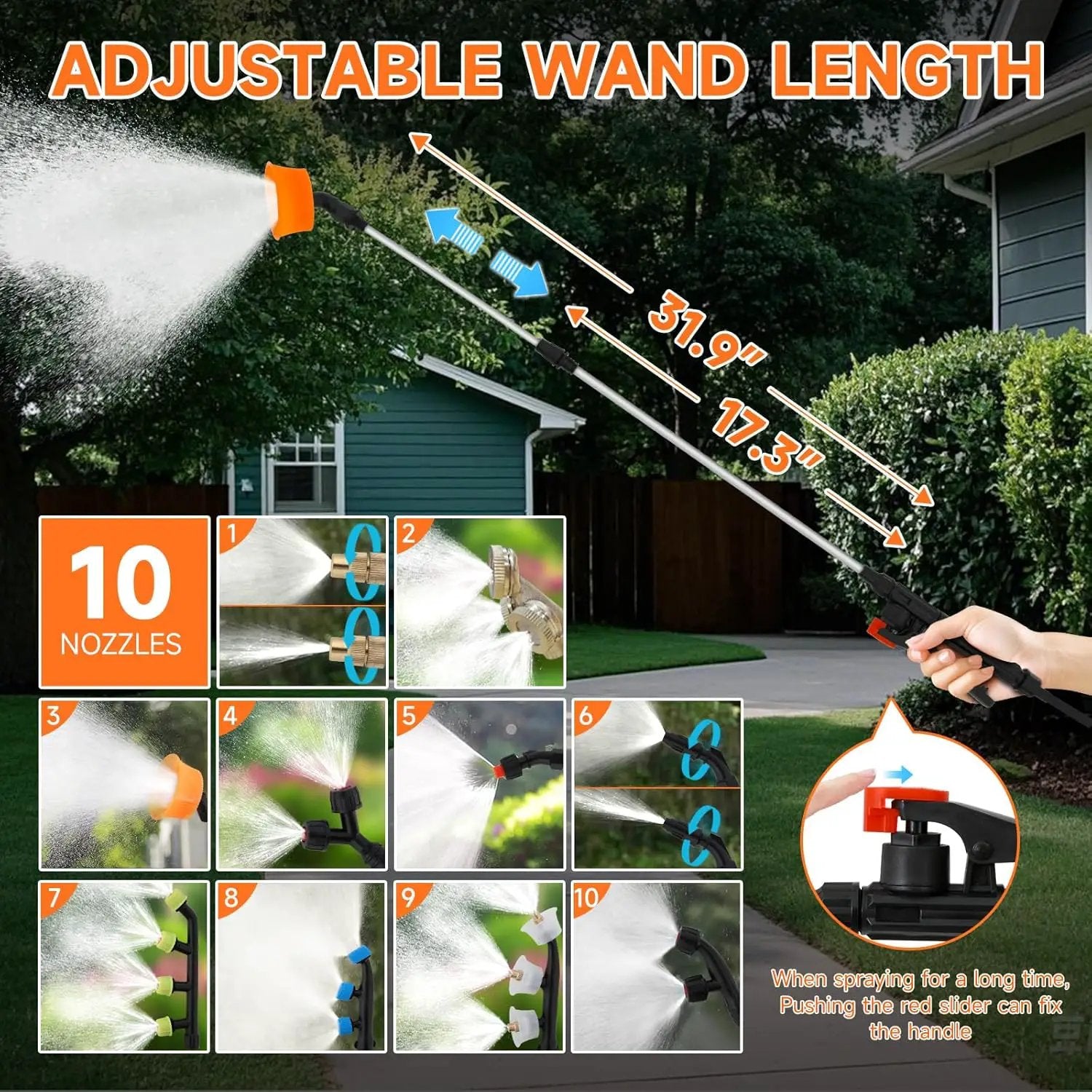 6.6 Gallon Battery Powered Sprayer, Portable Sprayer with Wheels,0-94 PSI,12V 8Ah Battery,Adjustable HD Wand and 10 Nozzles for Weeding, Spraying, Cleaning by GreenHaven Gardens