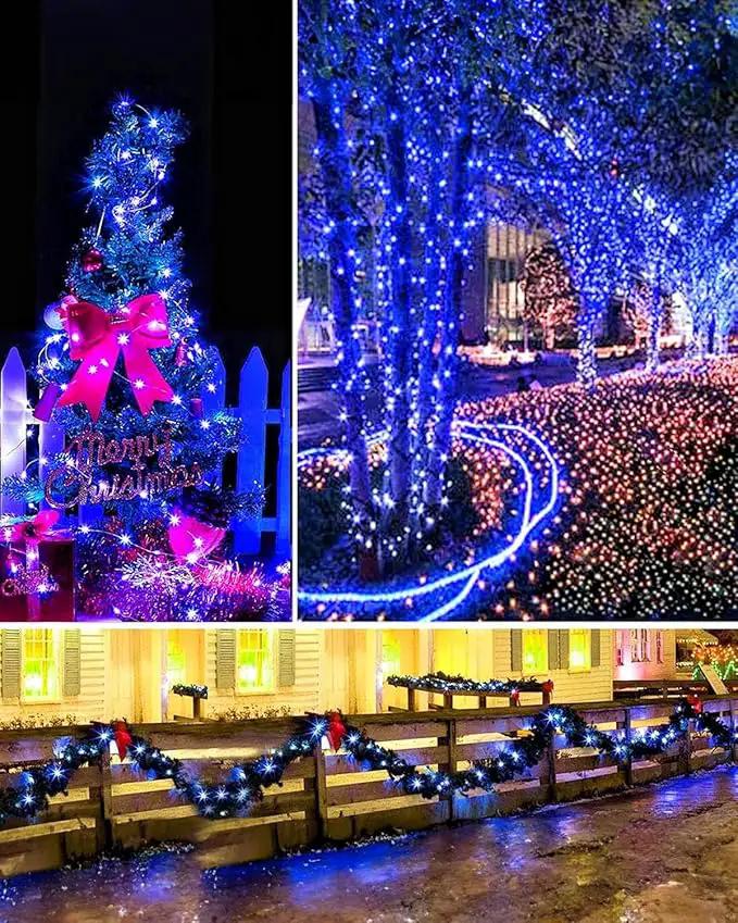 Twinkle Star 2 Pack Outdoor Solar String Lights, Total 80 FT 240 LED Solar Fairy Lights Outside Waterproof 8 Modes, Christmas Tree Light for Patio Garden Party Backyard Wedding Decor Blue by GreenHaven Gardens