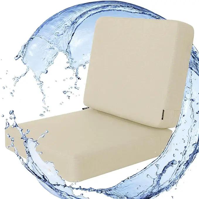 Favoyard Outdoor Deep Seat Cushion Set, 19 x 19 Inch Rainproof & 3-Year Fade Resistant Patio Furniture Cushions, Removable Seat Bottom & Back Cushion Covers with Ties for Chair, Sofa, Couch, Beige by GreenHaven Gardens