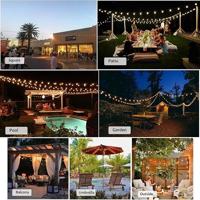 DAMAING Outdoor String Lights LED 50Feet G40 Globe String Lights with 27 Edison Plastic LED Bulbs,2700K Warm Glow Weatherproof for Indoor Outdoor Backyard Bistro Lights by GreenHaven Gardens