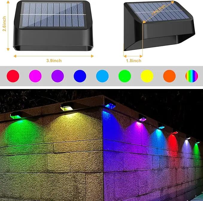 Solar Lights Outdoor 8 Pack, RGB 8 Colors, Dusk to Dawn Deck Light, Solar Deck Lights for Outside IP65 Waterproof, Backyard/Railing/Wall/Step/Patio/Fence by GreenHaven Gardens