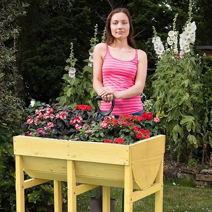 Giantex Raised Garden Bed, Elevated Wood Planter Stand, Garden Grow Box Kit W/Legs for Vegetable, Flower, Herb - Outdoor Planter W/Shelf for Garden, Patio, Backyard - Natural by GreenHaven Gardens