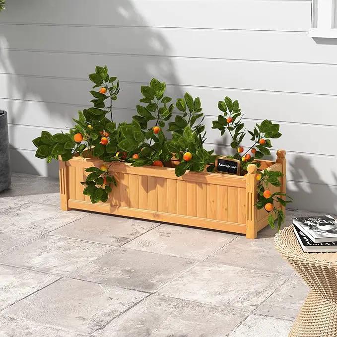 HAPPYGRILL Raised Garden Bed, Elevated Planter Box with Drainage Holes, Outdoor Wood Planter Container for Vegetables Flowers & Herbs, Planter Raised Beds for Garden, Patio, Balcony by GreenHaven Gardens