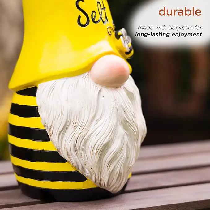 Alpine Corporation 12" H Bee Yourself Indoor/Outdoor Garden Gnome Statue, Yellow/Black by GreenHaven Gardens