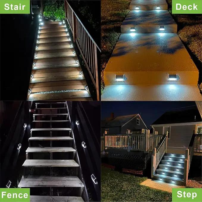 XLUX Solar Powered Lights for Deck Steps Stairs Fences Pathway Path, LED lamp, Outdoor Waterproof, White Light 2 Pack by GreenHaven Gardens