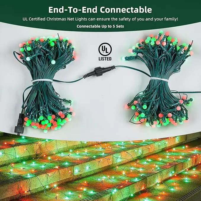 Led Net Lights Christmas Lights Outdoor Red and Green Christmas Net Lighting with 121Led Mini Globe Lights 5ftx5ft, Outdoor Indoor Fairy Mesh Net Lights for Christmas Tree, Bushes, Shrubs Decorations by GreenHaven Gardens