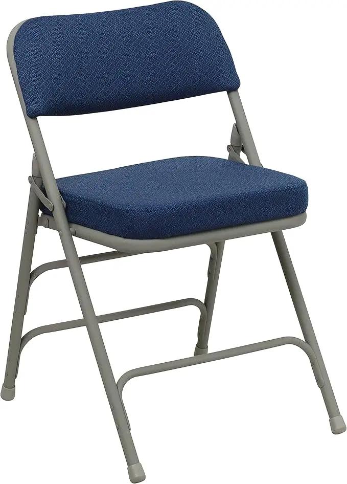 Flash Furniture Hercules Series Metal Folding Chairs with Cushioned Seat, Fabric Upholstered Event Chairs with 300-lb. Static Weight Capacity, Set of 2, Navy by GreenHaven Gardens