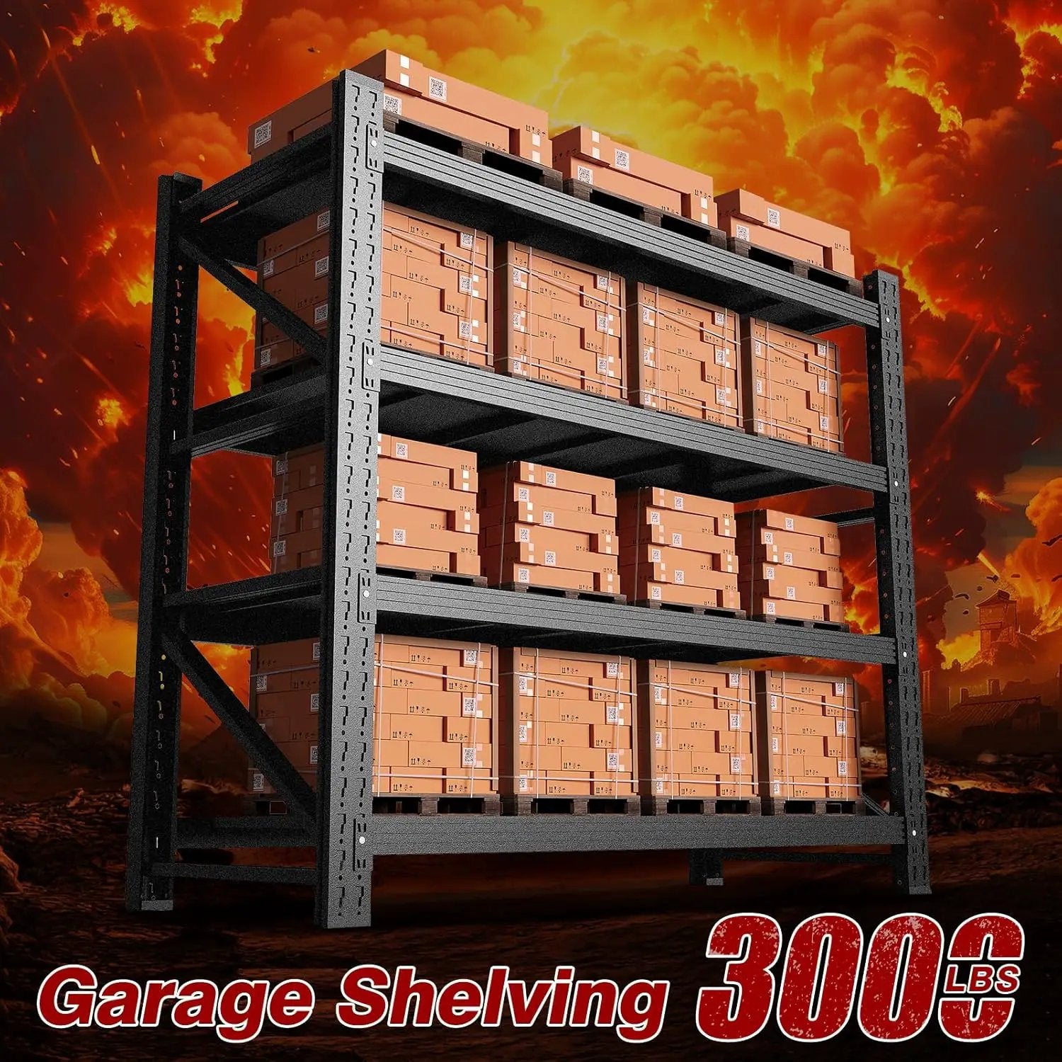 3000LBS Metal Steel Storage Shelves - 48" W Black 4 Tier Heavy Duty Rack Commercial Industrial Shelving with Adjustable Shelf for Basement Garage Warehouse Supermarket - 48" W x 24" D x 70" H by GreenHaven Gardens