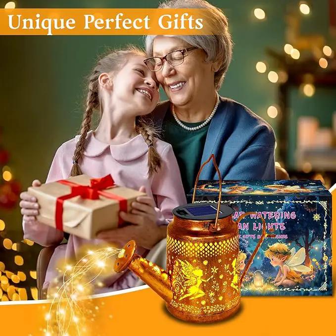 Solar Lanterns Outdoor Waterproof,Metal Watering Can Garden Decor,Fairy Hanging Solar Path Lights Yard Art,Outside Patio Decorations Gardening Birthday Gifts for Mom Grandma Women（with Shepherd Hook） by GreenHaven Gardens