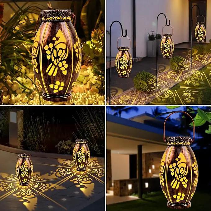 pearlstar 2 Pack Cardinal Solar Lanterns Outdoor Hanging Light Waterproof, Birthday Gifts for Women Mom Men,Decorative Metal Solar Lamp for Table Garden Yard Patio Pathway,Copper by GreenHaven Gardens