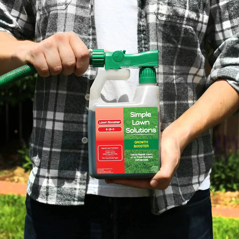 Extreme Grass Growth Lawn Booster- Liquid Spray Concentrated Starter Fertilizer with Humic Acid- Any Grass Type- Simple Lawn Solutions (32 oz. w/Sprayer) by GreenHaven Gardens