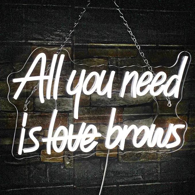 WLHOPE All you need is Brows Neon Sign White Led Neon Signs for Wall Decor, Nails Neon Signs USB Letter Neon Light Signs for Bedroom Girls Room Beauty Shop Nails Room Party Gift, Neon Nail Sign by GreenHaven Gardens