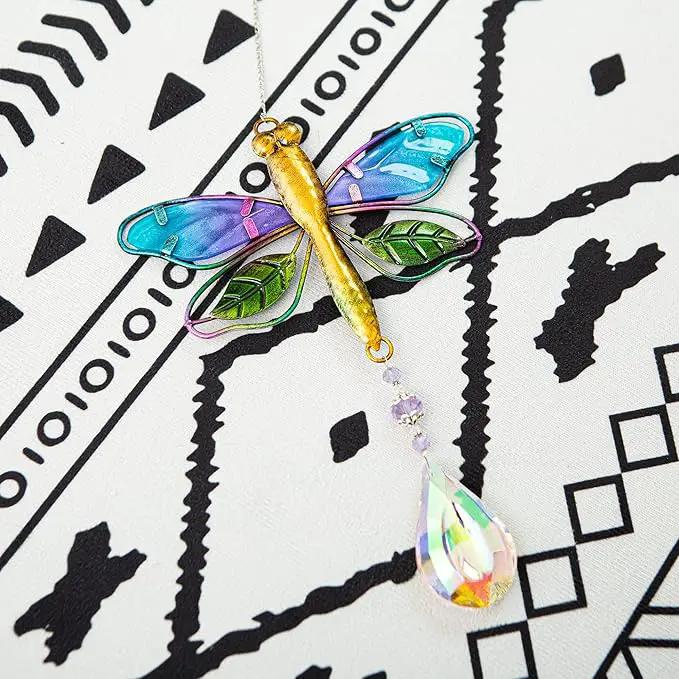 WEISIPU Crystal Suncatchers for Windows - Dragonfly Crystal Ball Prisms Hanging Crystals Ornament for Home Garden Office Wedding Christmas Decoration-Dragonfly by GreenHaven Gardens