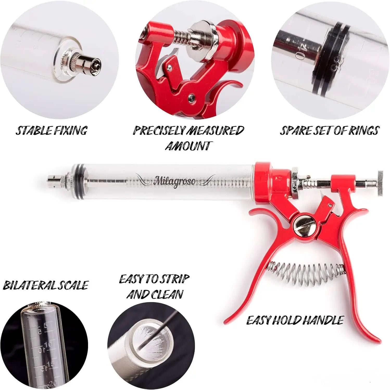 Meat Injector Marinade Gun Stainless Steel Outdoor Kit Flavor Food Syringes & 4 Marinades Needles for BBQ Grill Smoker Injectors Professional Syringe Held Culinary Barbecue Tool by GreenHaven Gardens