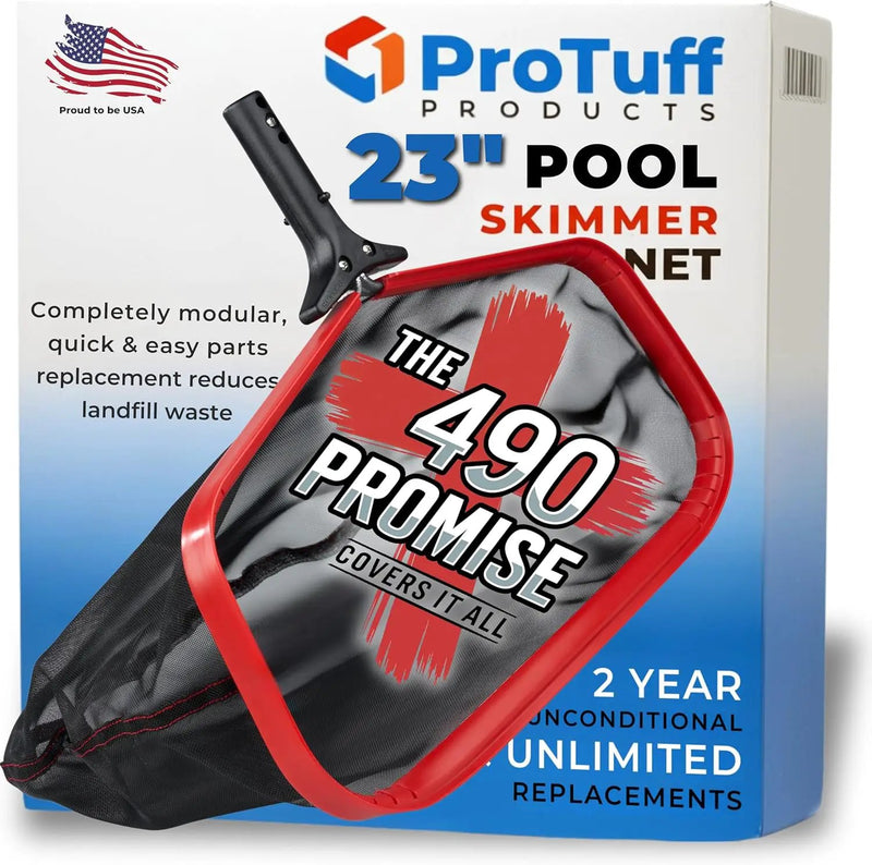 ProTuff 23" Fine Pool Net – 2 Year Unconditional Free Replacement – Cleans 3X Faster Than Vacuums – Wide Pool Skimmer with Deep Bag for Easy Maintenance – Skimmer Net for Leaves, Bugs & Other Debris by GreenHaven Gardens