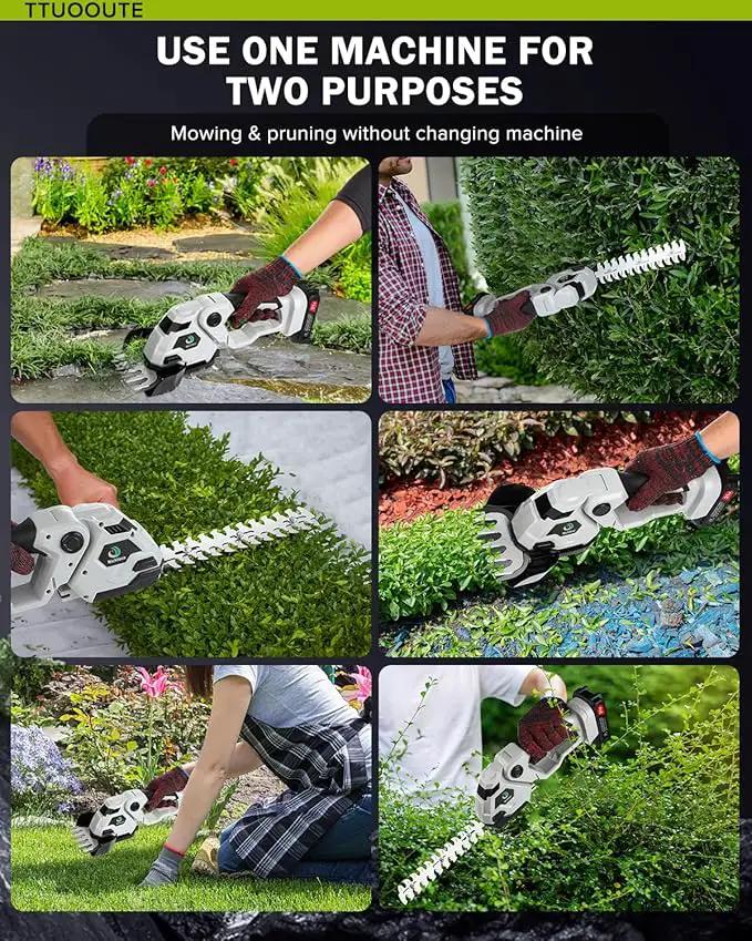 Cordless Hedge Trimmer,2 in 1 Cordless Grass Shear & Hedge Shear/Shrubbery Trimmer with Dual-Action Blade Cutting Capacity,Hedge Shear with 2 PCS Rechargeable Battery and Charger for Garden,Lawn by GreenHaven Gardens