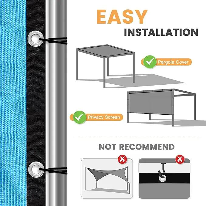 VICLLAX Shade Fabric Sun Shade Cloth with Every 2 FT Grommets for Patio Garden Pergola Cover Canopy 9x15 FT, Mixed Turquoise by GreenHaven Gardens