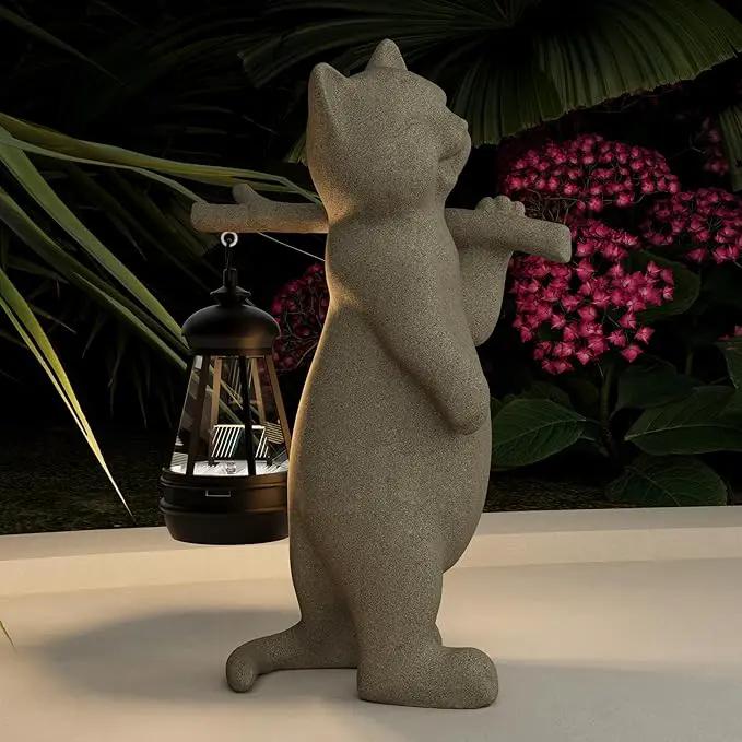 Solar Powered Garden Resin Statue Lights, 10 Inch Waterproof Outdoor Animal Cute Cat Figurine Lights, Suitable for Patios, Balconies, Lawns, Courtyards, Etc. (Walking) by GreenHaven Gardens
