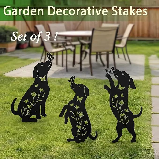 Metal Dog Statues for Garden,3 Pack Silhouette Beagle Garden Decor for Outside,Outdoor Dog Decor by GreenHaven Gardens
