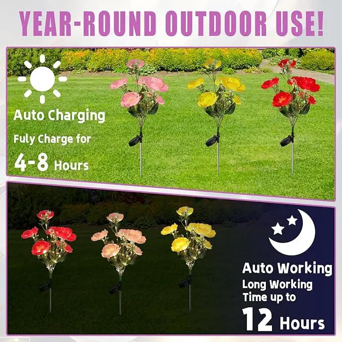 3Pack Outdoor Solar Garden Decor Lights, Waterproof Solar Powered Hydrangea Lotus Flower Lights Bright Up to 12 Hrs,Led Flowers for Yard Patio Lawn Decorative (Solar Flowers Style 1) by GreenHaven Gardens