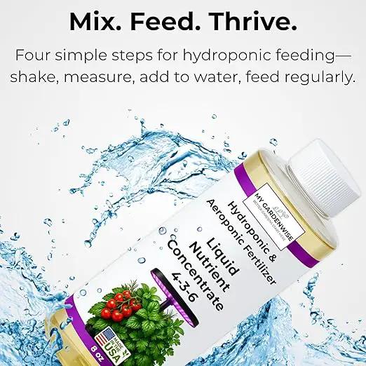 Liquid Plant Food – Hydroponics Nutrients for Indoor House Plants, Tomato, Strawberry, Lucky Bamboo, Lettuce, Vegetable Garden & Herbs – Aero Nutrients Liquid Fertilizer for All Growing Systems (8 oz) by GreenHaven Gardens