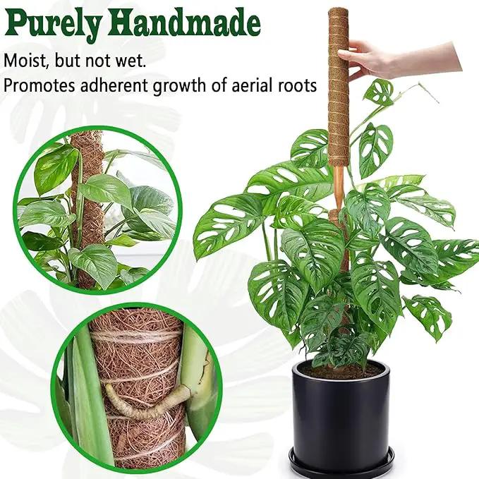 4 Pack 18 Inch Moss Pole, Stackable Moss Poles for Climbing Plants Monstera, Tall Plant Sticks Accessories, Large Coir Plant Support Stakes for Potted Plants Indoor, Pothos, Philodendron by GreenHaven Gardens