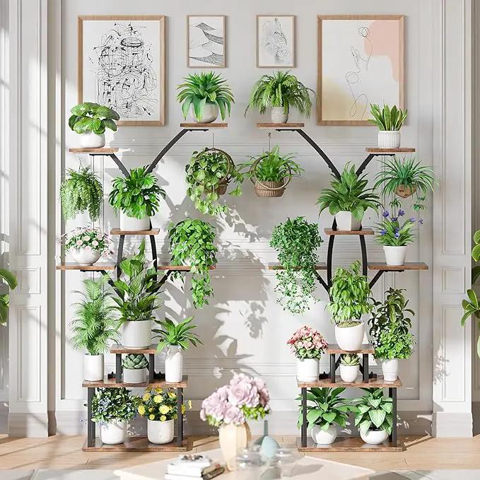 64.8" Tall Plant Stand Indoor with Grow Lights, 7 Tiered Metal Corner Plant Shelf Display Rack for Indoor Plants, Large Flower Holder Stand for Living room, Patio, Bedroom by GreenHaven Gardens