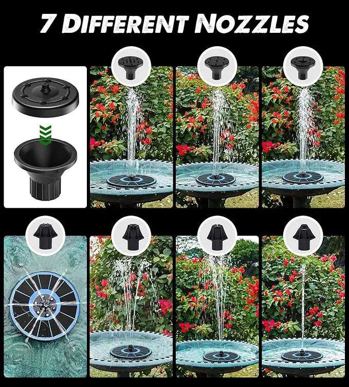 Solar Fountain Glass Panel with 2200 mah Battery, 3.5W Floating Solar Water Fountain with 4 Fixed Rods, Solar Fountain Pump for Bird Bath, Garden, Pond, Pool, Outdoor-Colorful Lights by GreenHaven Gardens
