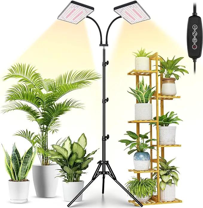 2024 LBW Latest Grow Light for Indoor Plants, 428 LED Dual-Head Full Spectrum Standing Plant Light, Floor Grow Lamp with 3/6/12H Timer, 6 Brightness Levels, 3 Switch Modes, 75" Adjustable Tripod Stand by GreenHaven Gardens