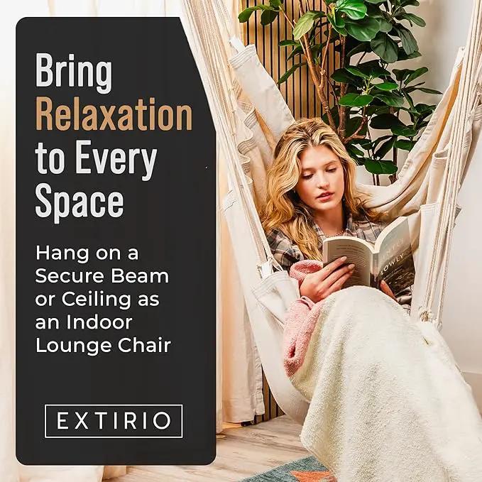 Hanging Hammock Chair Swing – Hanging Chair Outdoor & Indoor - Hammock Swing Chair – Quick & Easy Setup with Hardware Kit – Durable & Spacious Full Body Support – Holds 440 Lbs by GreenHaven Gardens