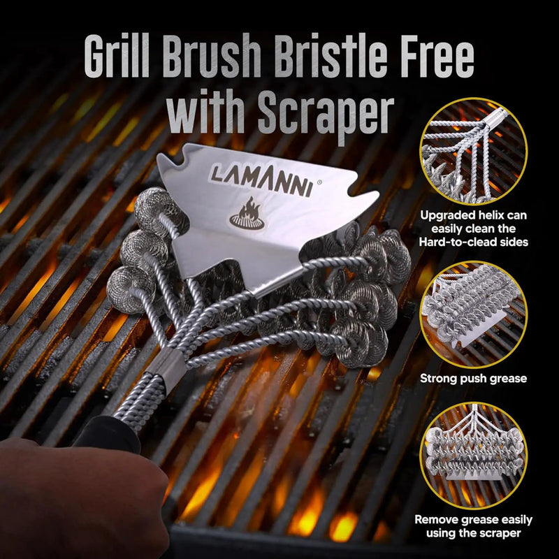 Grill Cleaner and Scraper 18” This BBQ Grill Cleaner Helps You to Scrub Your BBQ Grill Extra Strong BBQ Cleaner Accessories by GreenHaven Gardens