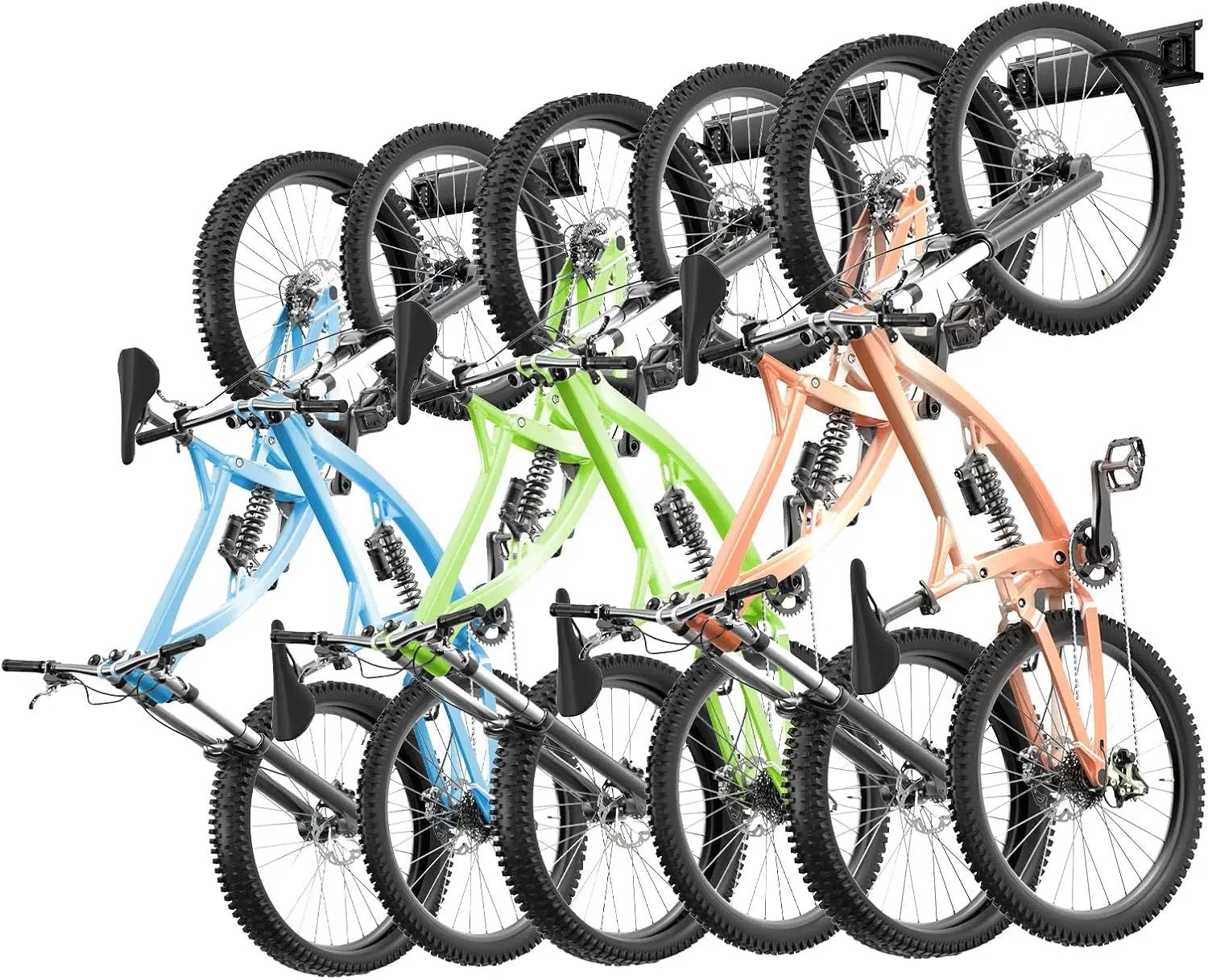 VEVOR Bike Storage Rack, 6 Bike Racks and 3 Helmets Hooks, Wall Mount Bike Storage Hanger, Home & Garage Organizer, Customizable for Various Bike Sizes, Adjustable Holder, Holds Up to 300 lbs, 51-inch by GreenHaven Gardens