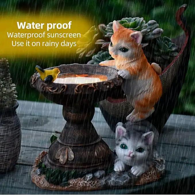 Cat Garden Figurines Outdoor Decor Solar Statue with LED Lights for Patio Lawn Yard Art Decoration Housewarming Garden Gift by GreenHaven Gardens