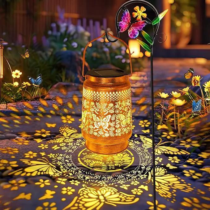 Solar Lanterns Outdoor Garden Decor Butterfly Hanging Lantern Lights, Birthday Gifts for Women Mom Grandma Waterproof Metal Solar Lights LED Decoration with Shepherd Hook for Garden Yard Patio Porch by GreenHaven Gardens