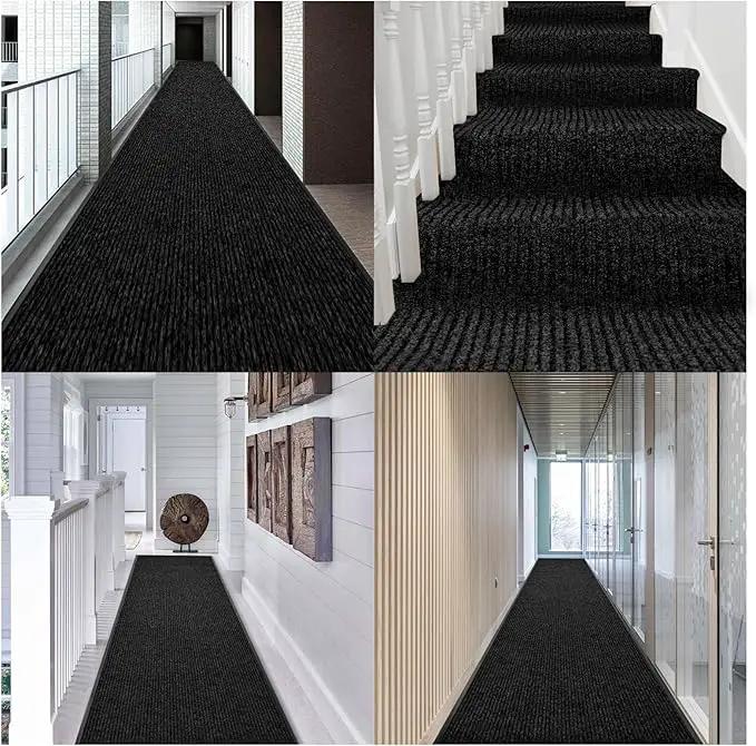 Rubber Door Mat About W3' ×L16' Heavy Duty Large Outdoor Indoor Mat Durable Entrance Doormat Waterproof Rubber Back Rugs for Home Entryway Patio Porch Office Business Areas (Black) by GreenHaven Gardens