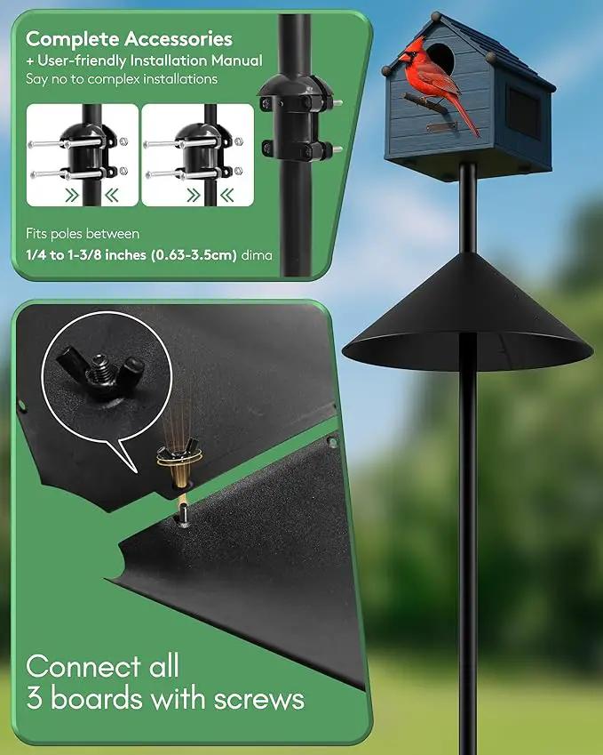 19 Inch Metal Squirrel Baffle for Bird Feeder Pole, Squirrel Proof for Bird Feeder, Bird House Guard for Shepherd’s Hook, Raccoon Stopper, Rust Chew Proof Heavy Duty by GreenHaven Gardens