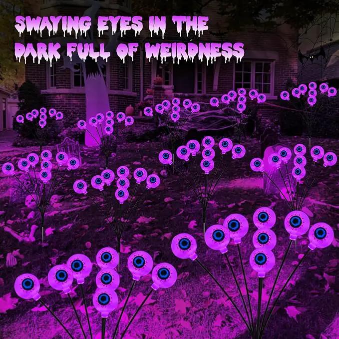 Solar Eyeball Lights Outdoor Waterproof 4 Pack 32 LED Halloween Eyeball Lights 8 Modes Scary Eyeballs Swaying Lights Eyeballs Halloween Decoration for Outside Yard Garden Party Decor (Purple) by GreenHaven Gardens