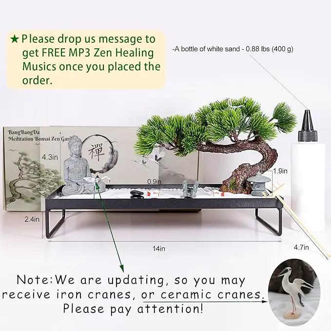 BangBangDa Japanese Meditation-Decoration - Home Office Bonsai Decor for Table Desk - Buddha Rock Sand Tabletop Decor Gifts for Women Man Friends by GreenHaven Gardens