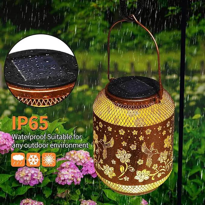 Hummingbird Solar Lanterns Outdoor Waterproof Garden Decor Birthday Gifts for Women Mom Grandma, Hanging Solar Lights Metal Lantern Decoration Outside for Yard, Patio, Backyard, Porch by GreenHaven Gardens