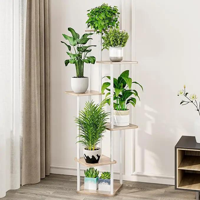 AZERPIAN Plant Stand 6 Tier Indoor Metal Flower Shelf for Multiple Plants Corner Tall Flower Holders for Patio Garden Living Room Balcony Bedroom, White by GreenHaven Gardens