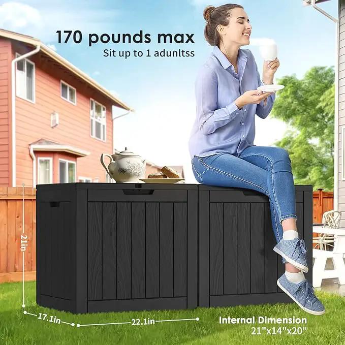 DRATO Deck Boxes, 31 Gallon Outdoor Storage Box for Patio Cushion, Sports Equipment, Garden Tools, Waterproof and UV Resistant, Lockable (Black) by GreenHaven Gardens