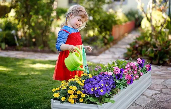 Planter Raised Beds Raised Garden Bed for Gardening Garden Boxes Outdoor Metal Raised Garden Beds, 8x2x1 FT Galvanized Grey by GreenHaven Gardens