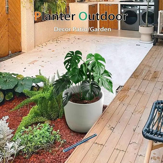 Concrete Planter Outdoor Indoor, Large Cement Plant Pots for Trees Flowers (Gray, 18 inch) by GreenHaven Gardens