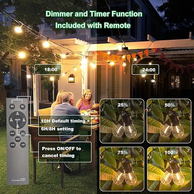 54(48+6) ft Solar String Lights Outdoor,Waterproof with USB Port Remote Control Solar Patio Lights,16 Shatterproof S14 Bulbs,1W Soft White by GreenHaven Gardens