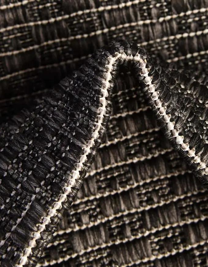 Unique Loom Outdoor Border Collection Area Rug - Soft Border (3' 3" x 5' 3" Rectangle, Black/ Ivory) by GreenHaven Gardens