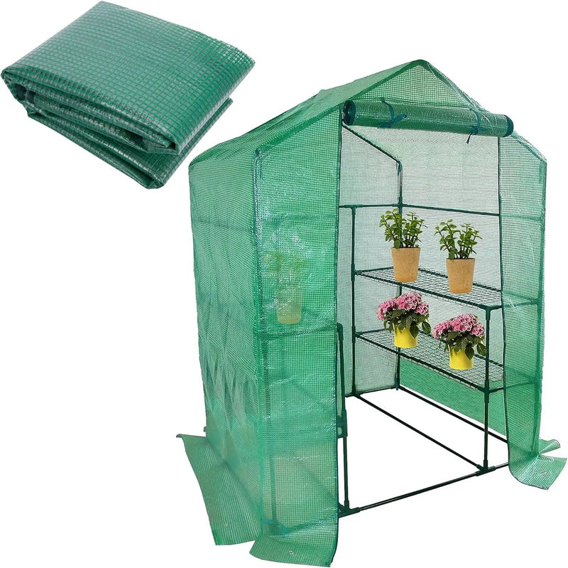 Walk-in Greenhouse Replacement Cover with Roll-Up Zipper Door- 56"x56"x76" PE Plant Gardening Greenhouse Cover for Gardening Plants Cold Frost Protection Wind Rain Proof (Frame Not Include) by GreenHaven Gardens