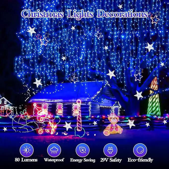 960 LED 98FT Christmas Lights Plug in 8 Modes with Timer Dimmable Christmas Decorations Outdoor Waterproof Indoor Curtain String Lights for Roof Garden Holiday Wedding Party Decor Blue by GreenHaven Gardens