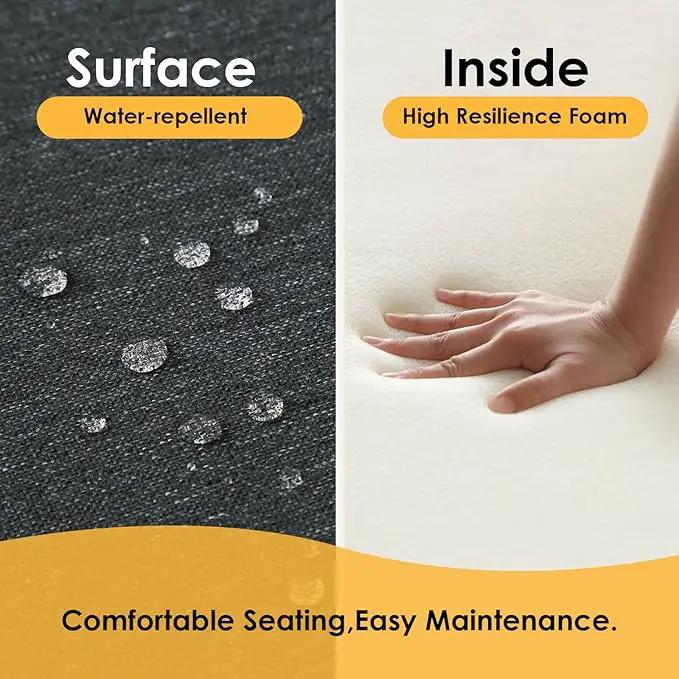 Outdoor Square Corner Seat Cushion, 18.5"x16"x3", Set of 4, Non Slip Seat Cushion Pads with Removable Cover for Patio Furniture, Garden Yard Lawn, Charcoal Gray by GreenHaven Gardens